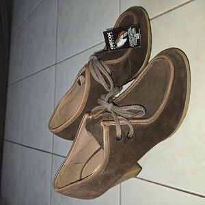 Geox Women's Brown Suede Heeled Shoes,size 41 (11 US)